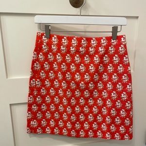 J.Crew STRETCH GRASSCLOTH MINI SKIRT IN CLASSIC BLOCK PRINT